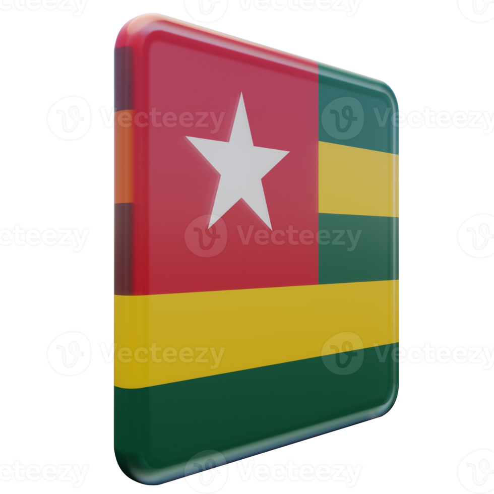 Togo vänster se 3d texturerad glansig fyrkant flagga png