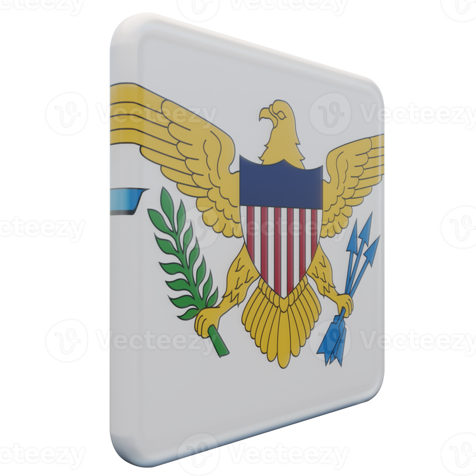 United States Virgin Islands Left View 3d textured glossy square flag png