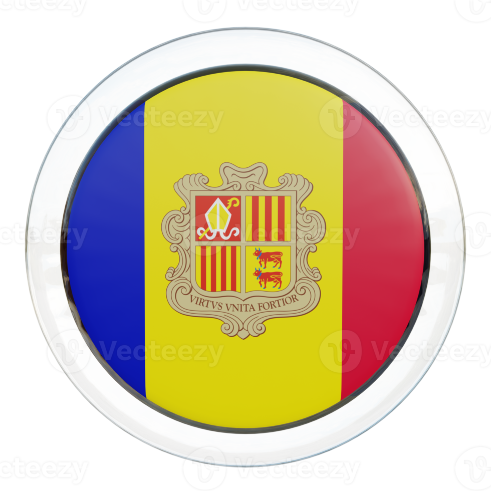 drapeau de cercle brillant texturé andorre 3d png