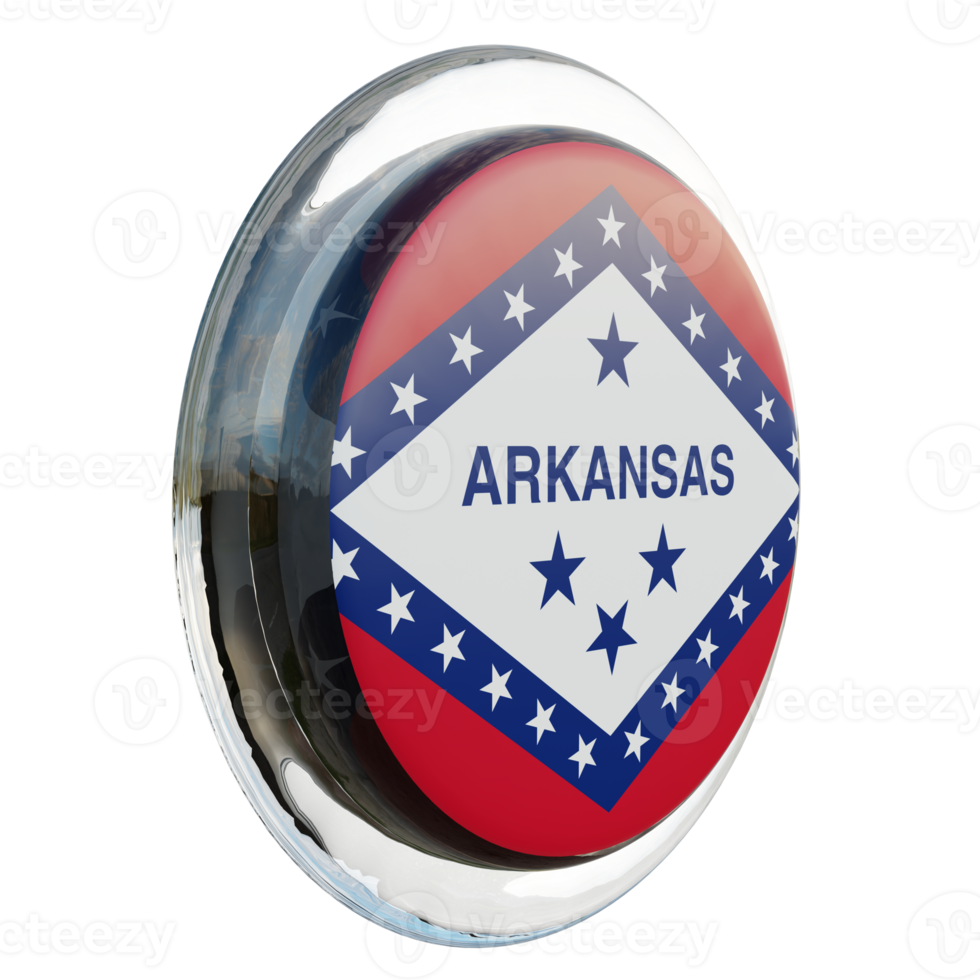 Arkansas links visie 3d getextureerde glanzend cirkel vlag png