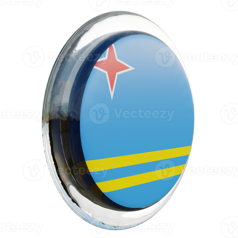 Aruba Left View 3d textured glossy circle flag png