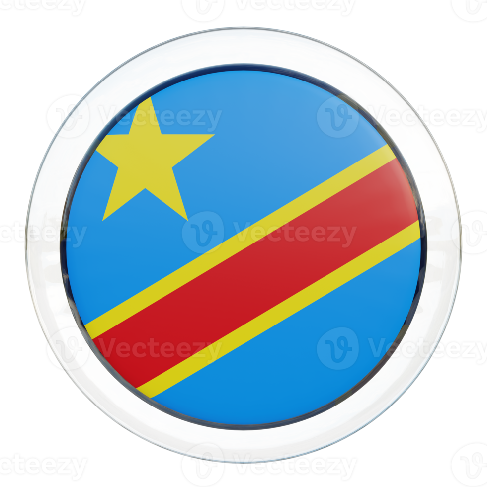 Democratic Republic of Congo 3d textured glossy circle flag png