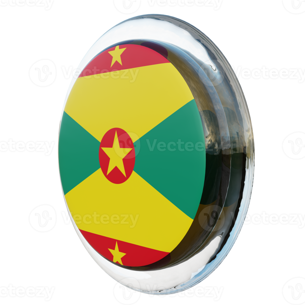 Grenada Right View 3d textured glossy circle flag png