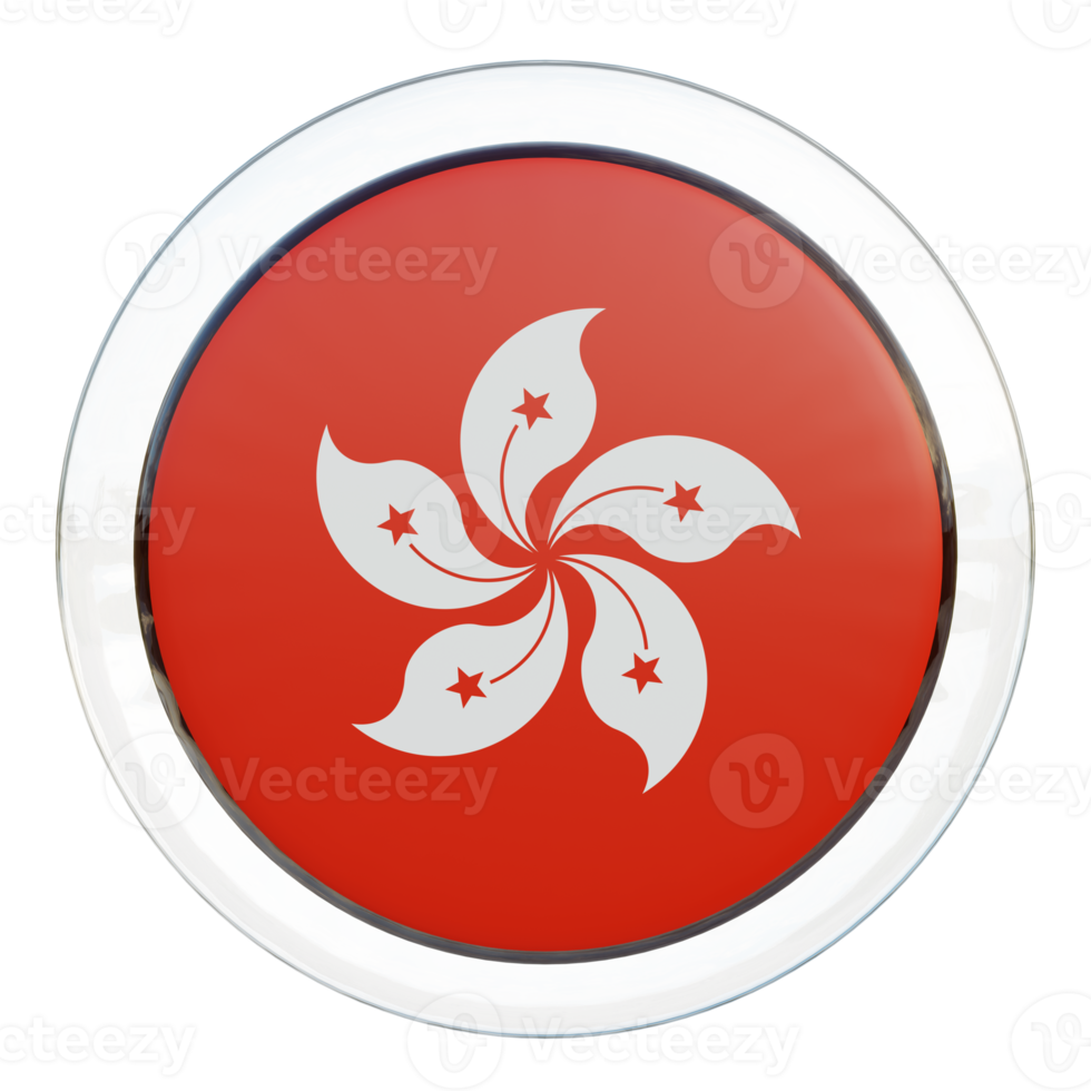 bandeira de círculo brilhante texturizado 3d de hong kong png