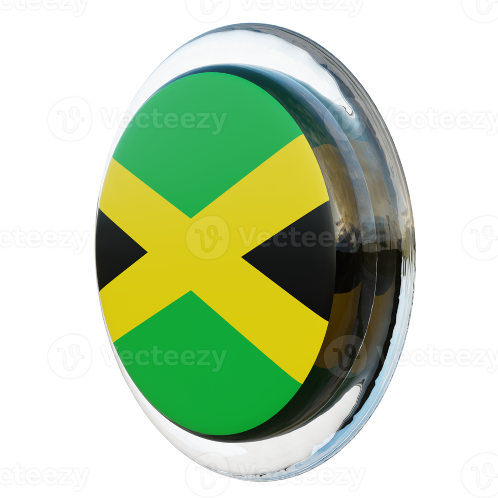 jamaica vista direita 3d bandeira de círculo brilhante texturizado png