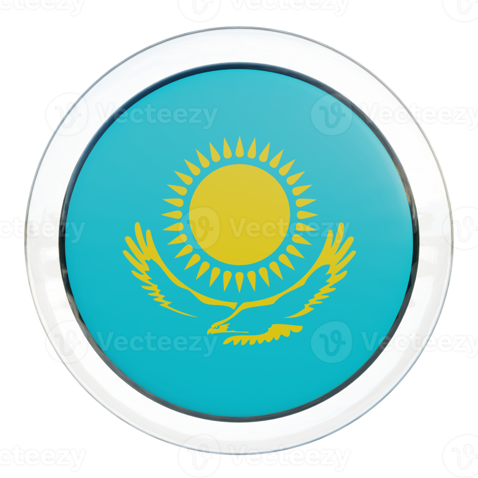 Kazakhstan 3d textured glossy circle flag png