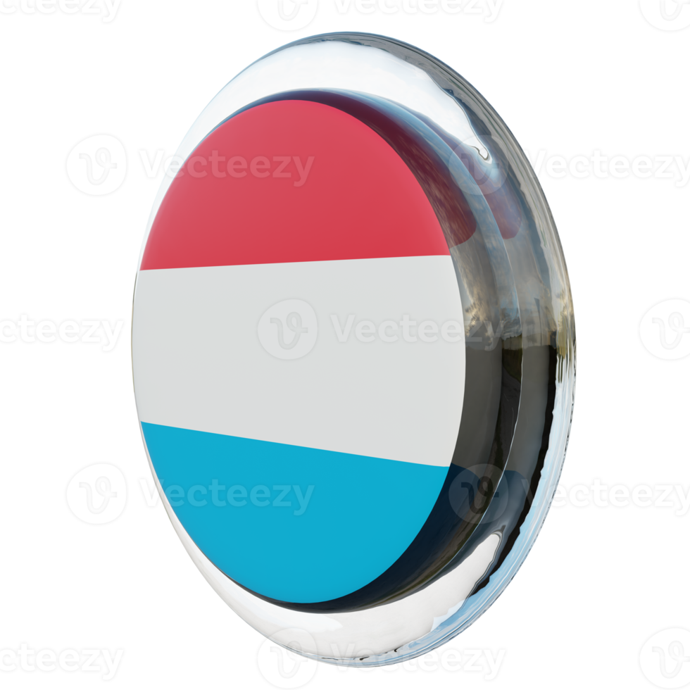 Luxembourg Right View 3d textured glossy circle flag png
