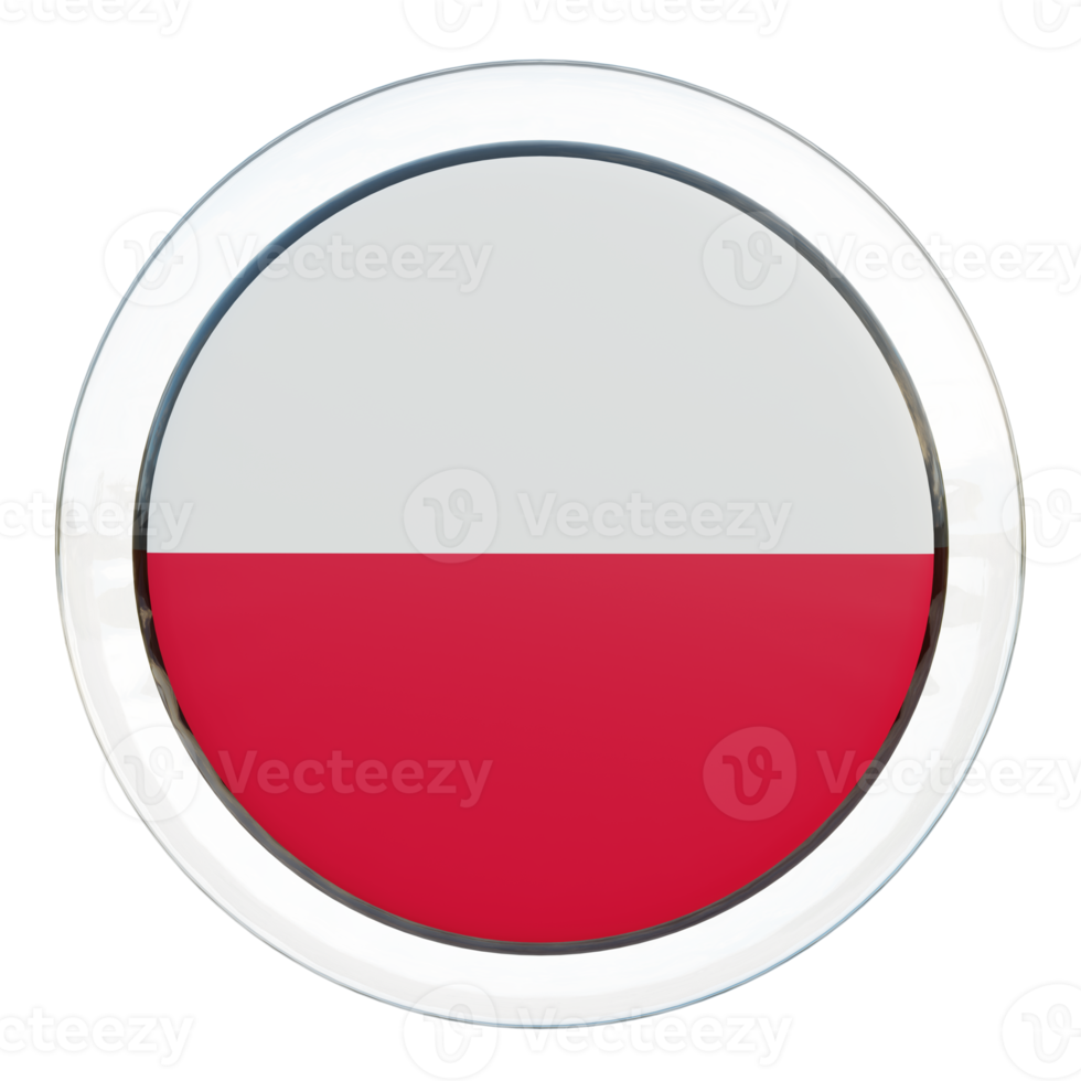 Poland 3d textured glossy circle flag png
