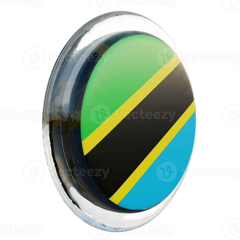 Tanzania Left View 3d textured glossy circle flag png