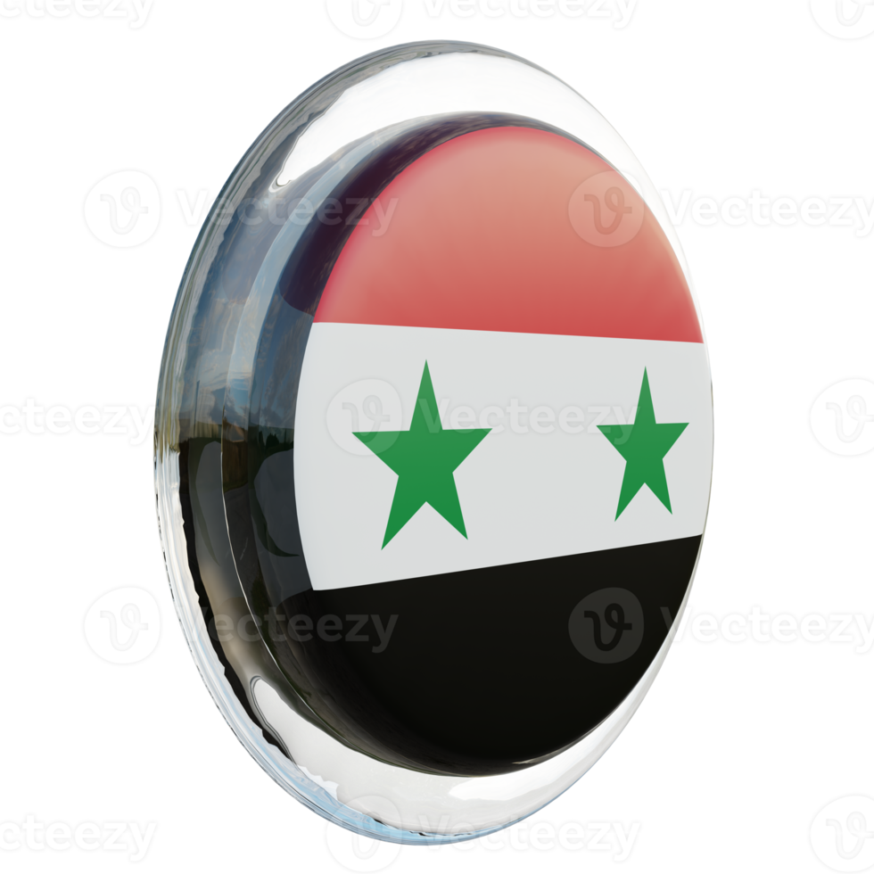 Syria Left View 3d textured glossy circle flag png