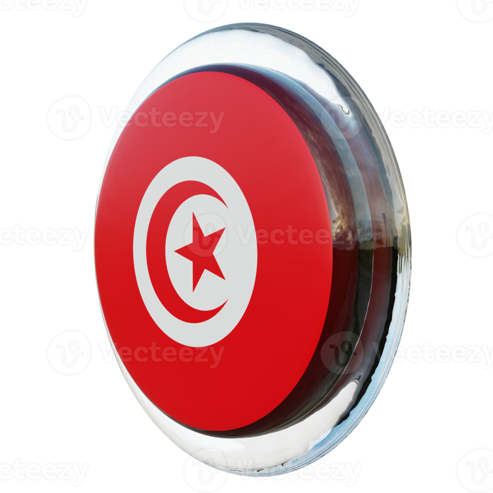 tunisie vue de droite drapeau de cercle brillant texturé 3d png