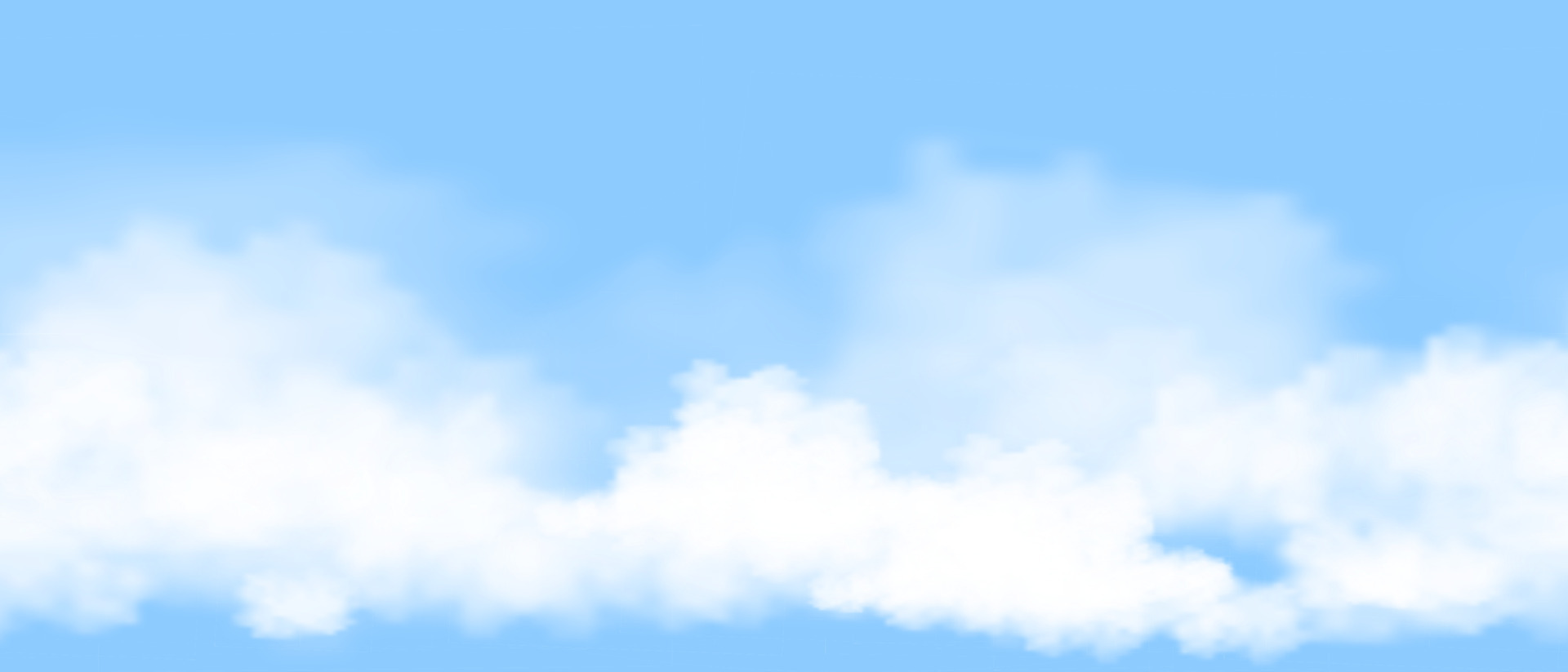 Blue sky with clouds horizontal seamless pattern.Banner Endless