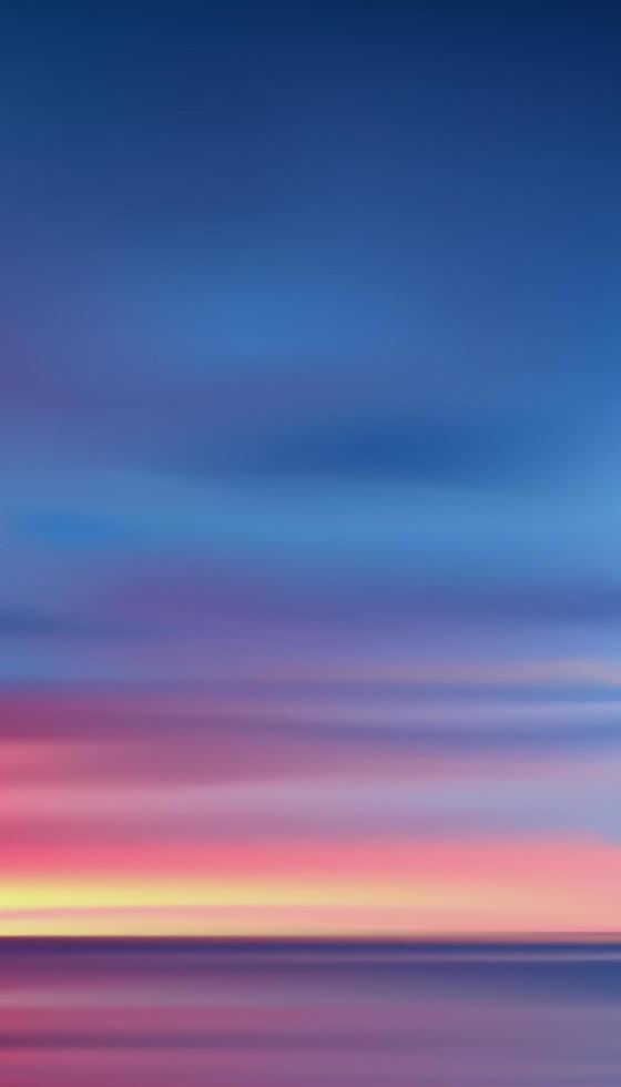 Sunset in evening with Orange,Yellow,Pink and Blue sky,Vertical Dramatic landscape Sunrise,Vector Dusk Sky,Romantic Twilight banner of Sunlight reflection by the sea for web, mobile screen background vector