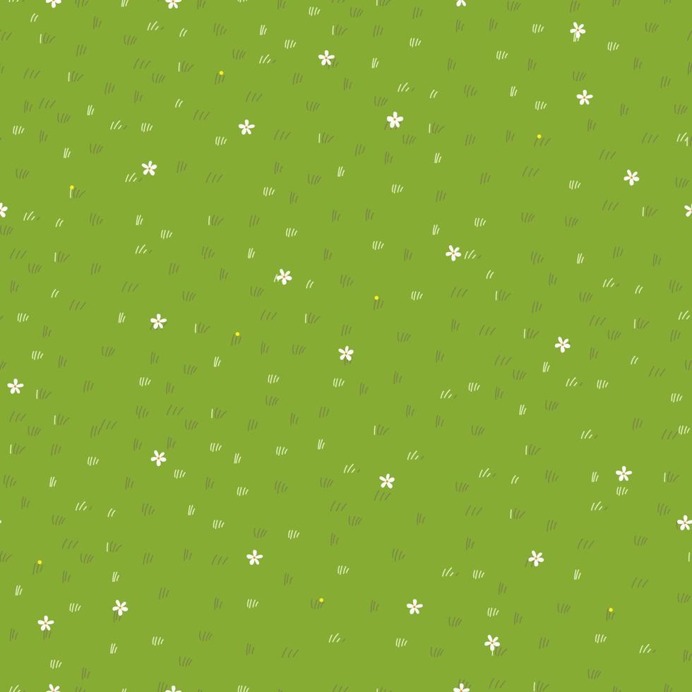 Lawn grass seamless in summer,Vector cartoon nature green field texture,Cute meadow and daisy in spring,Pattern summer grass on ground,Endless seasonal for four seasons,Natural abstract background vector