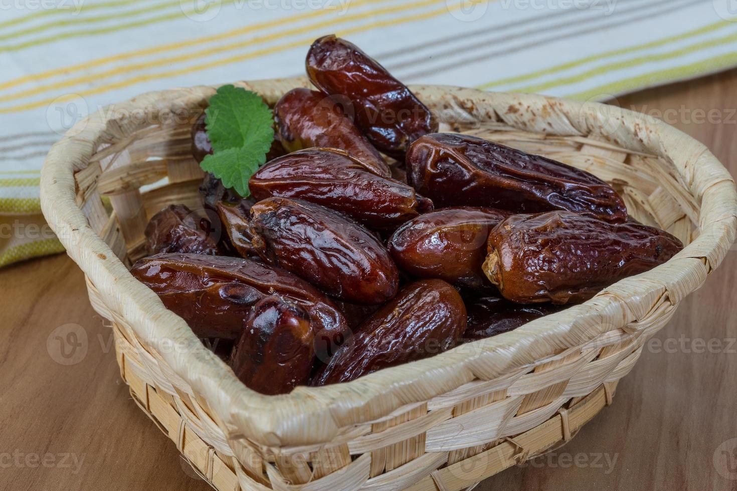 Dates fruit in a basket photo