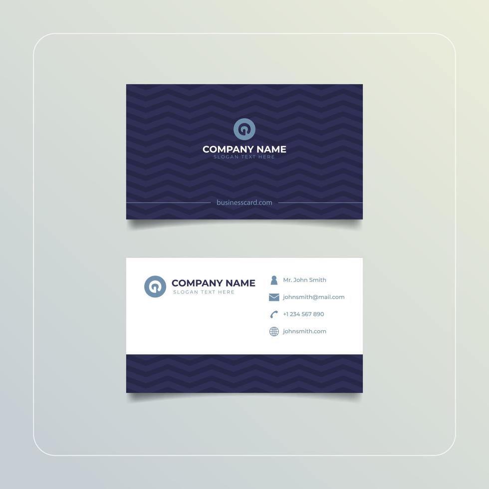 Modern clean business card print template. Vector stationery design with dark blue color.