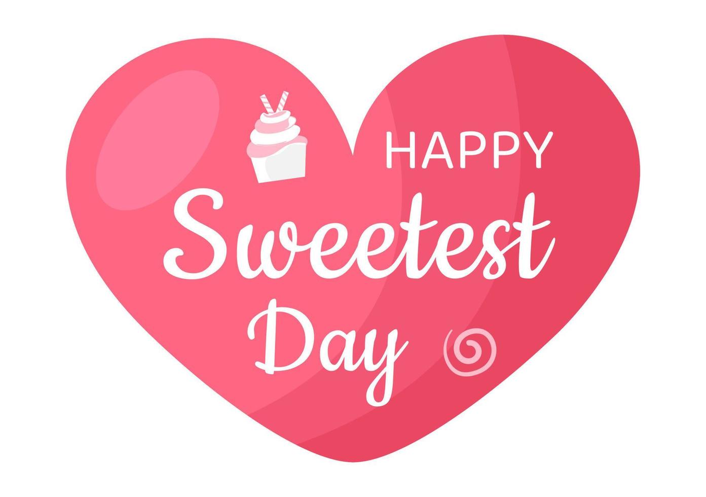 Happy Sweetest Day on 21 October Sweet Holiday Event Hand Drawn Cartoon Flat Illustration with Cupcakes and Candy in a Pink Background vector