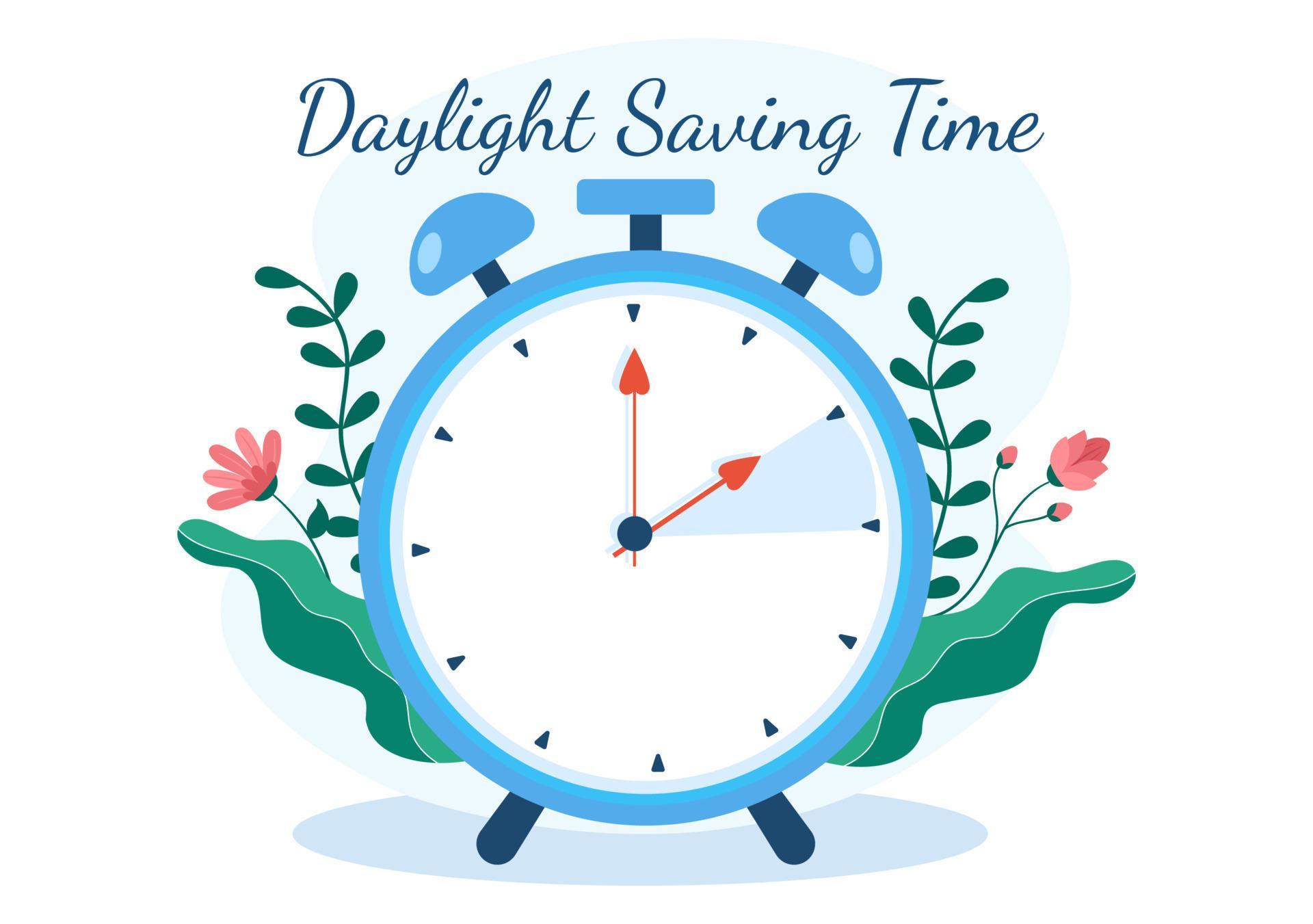 Daylight Savings Time Hand Drawn Flat Cartoon Illustration with Alarm Clock or Calendar from