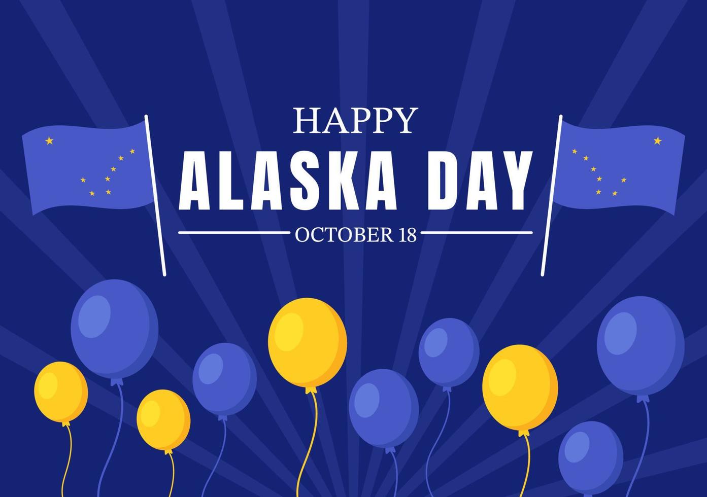 Happy Alaska Day on October 18 Hand Drawn Cartoon Flat Illustration with Flag Waving in Winter Landscape in Template for Banner or Poster vector