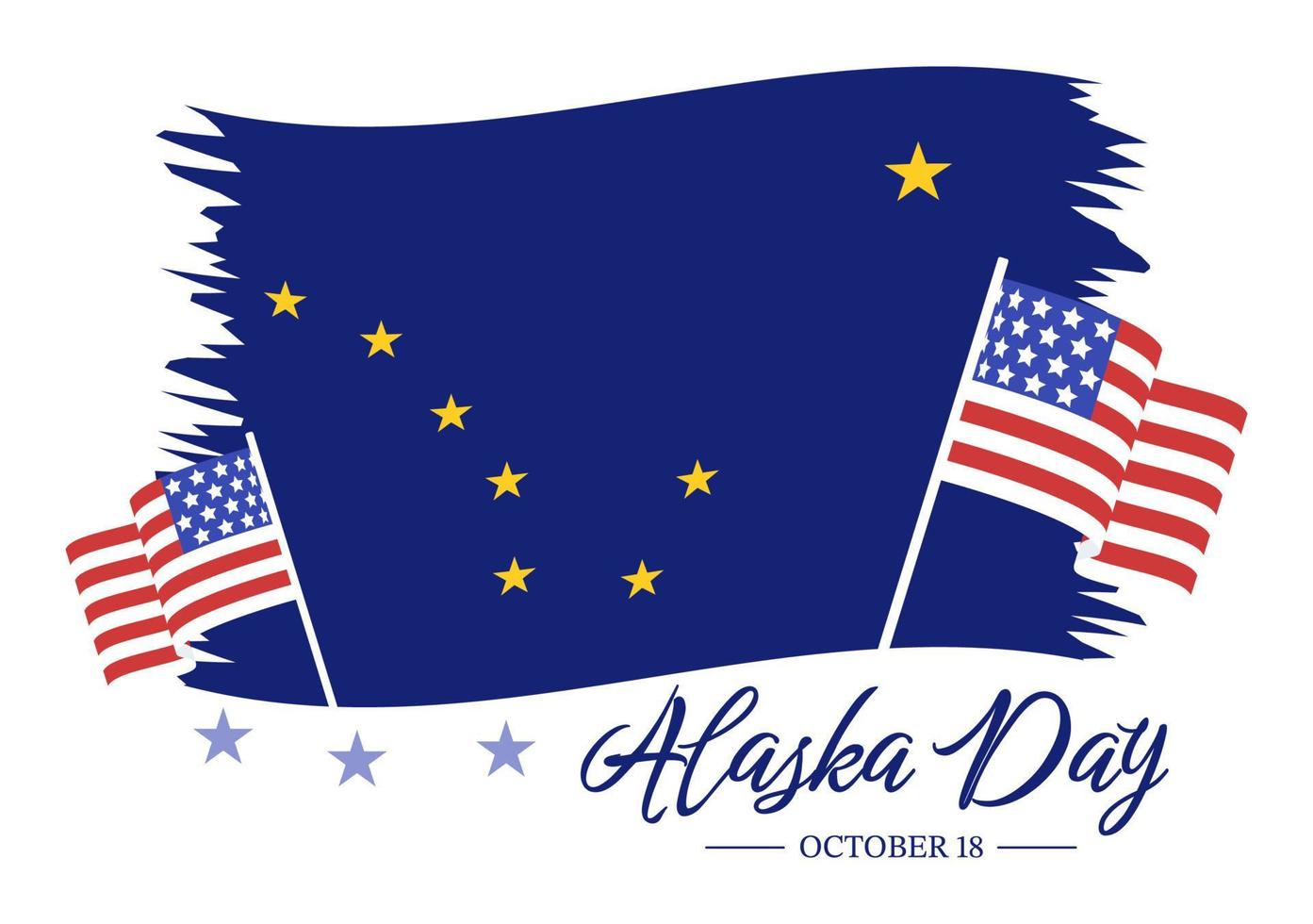 Happy Alaska Day on October 18 Hand Drawn Cartoon Flat Illustration with Flag Waving in Winter Landscape in Template for Banner or Poster vector