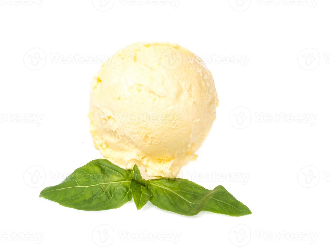 Scoop of lemon ice cream photo