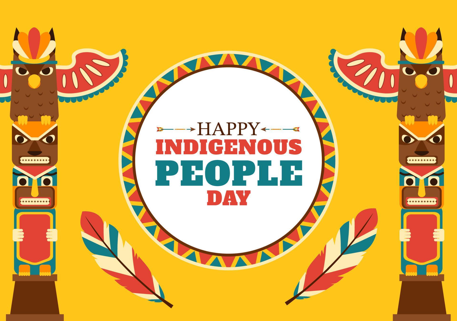 Worlds Indigenous Peoples Day on August 9 Hand Drawn Cartoon Flat