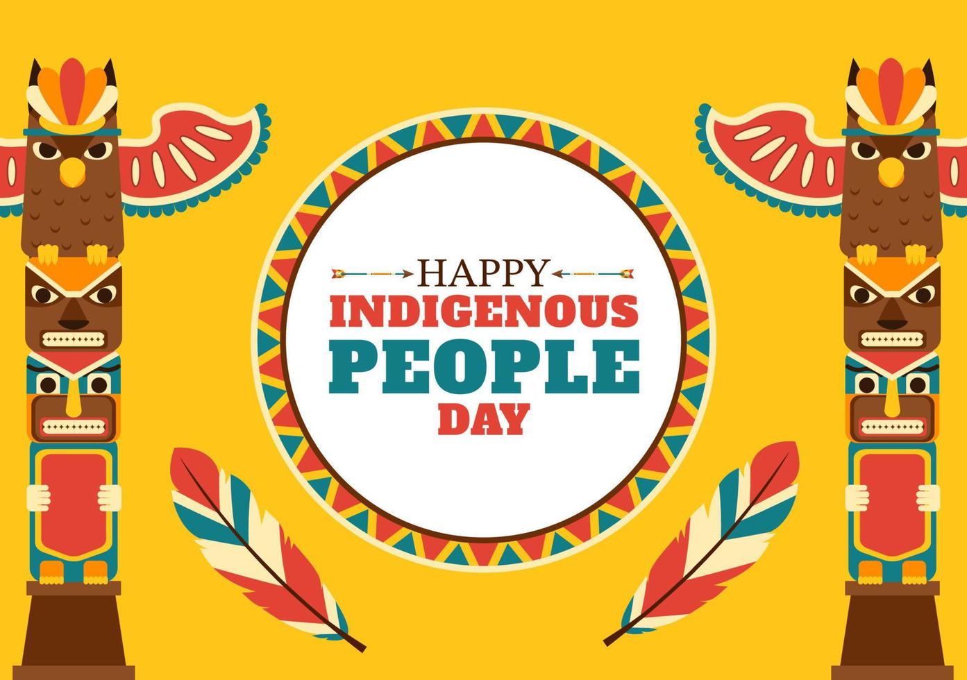 Worlds Indigenous Peoples Day on August 9 Hand Drawn Cartoon Flat Illustration to Raise Awareness and Protect the Rights Population vector