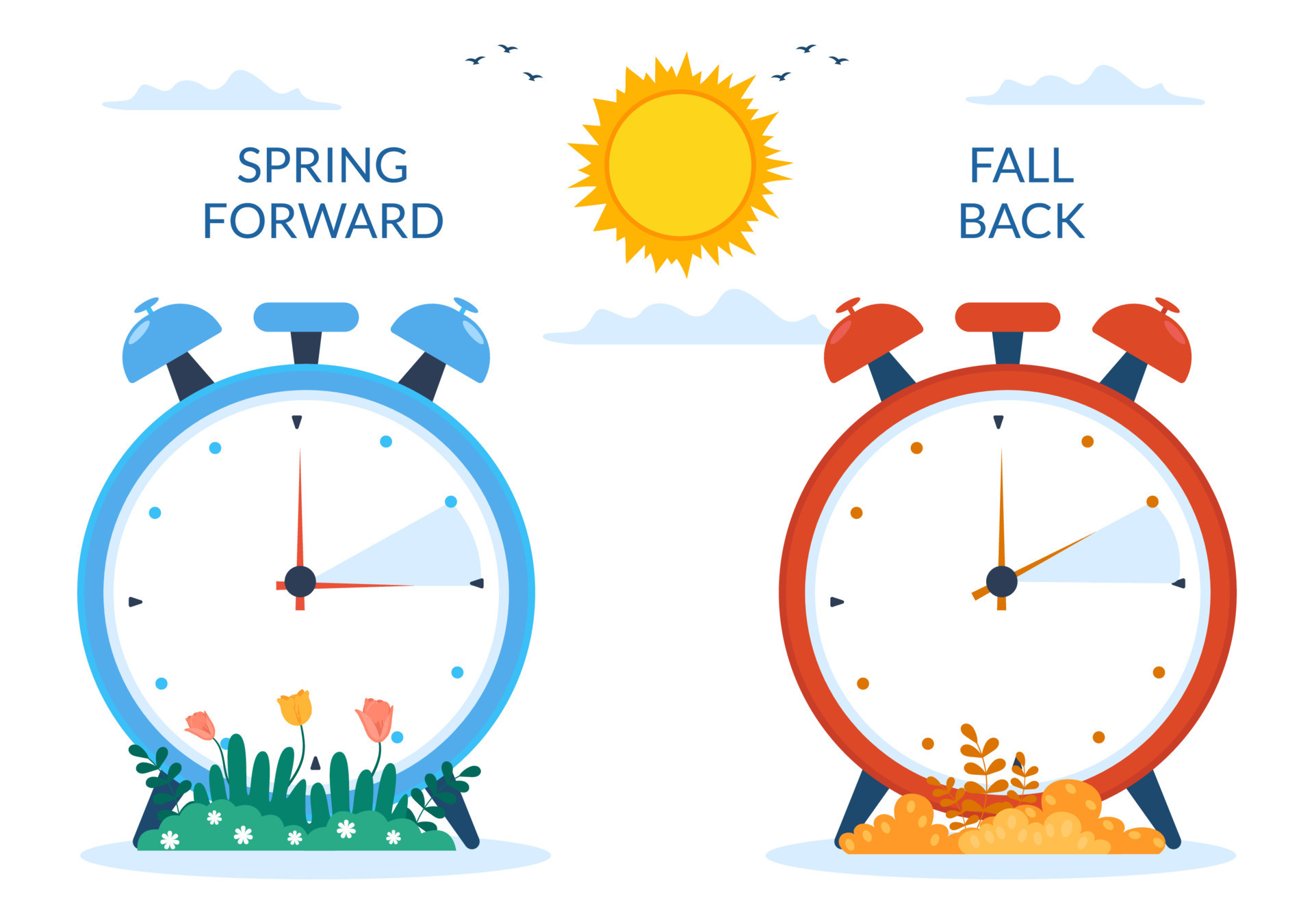 Clock Illustration End of Summer Time Stock Illustration