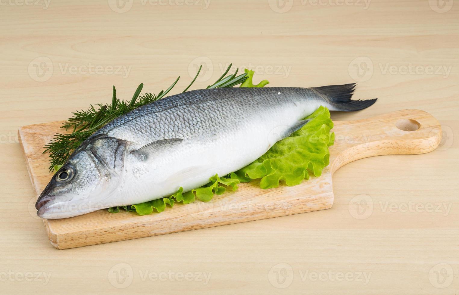 Raw whole seabass photo