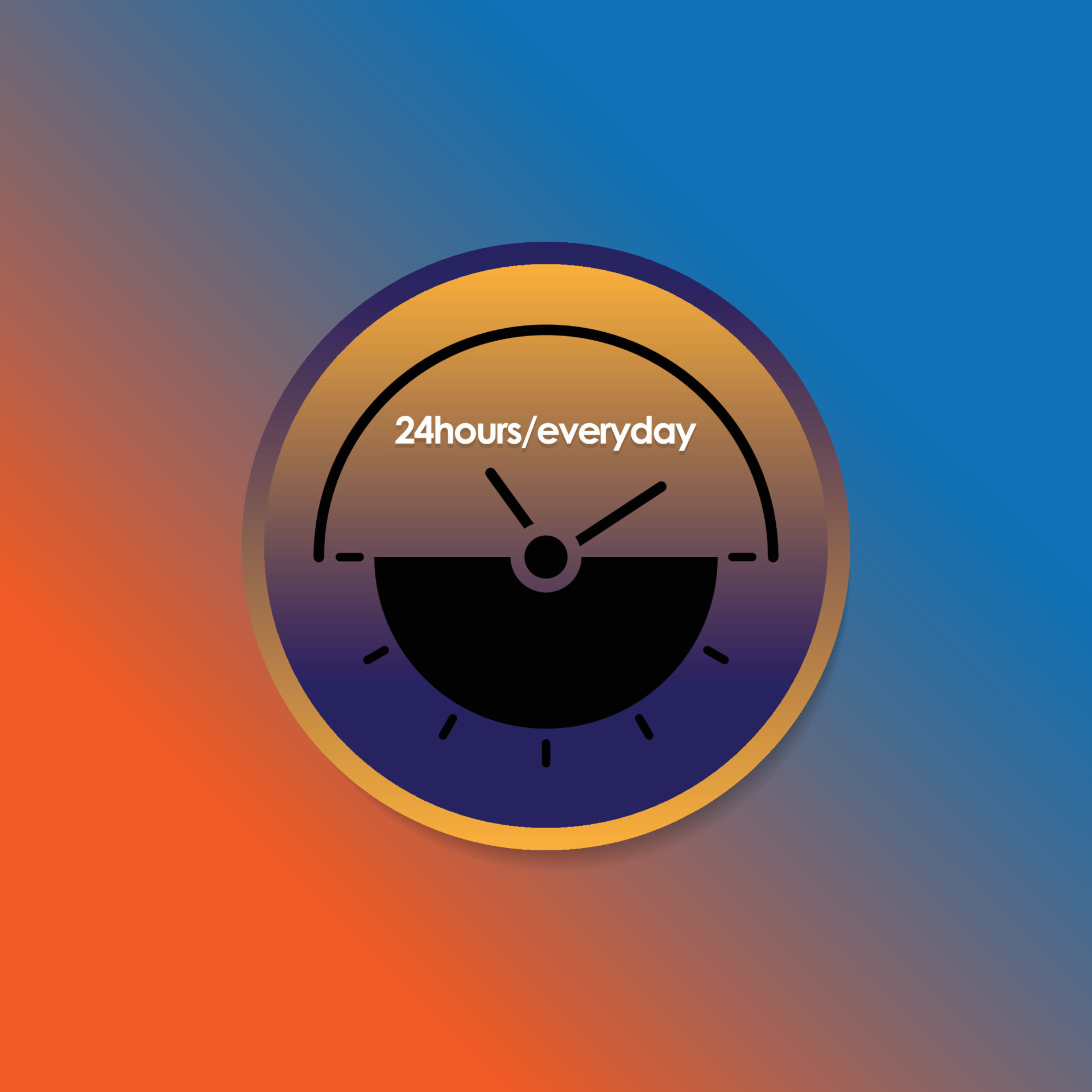 24 hours icon. 24 hours work icon. 24 hours 7 day.Full time vector design. 10866086 Vector Art