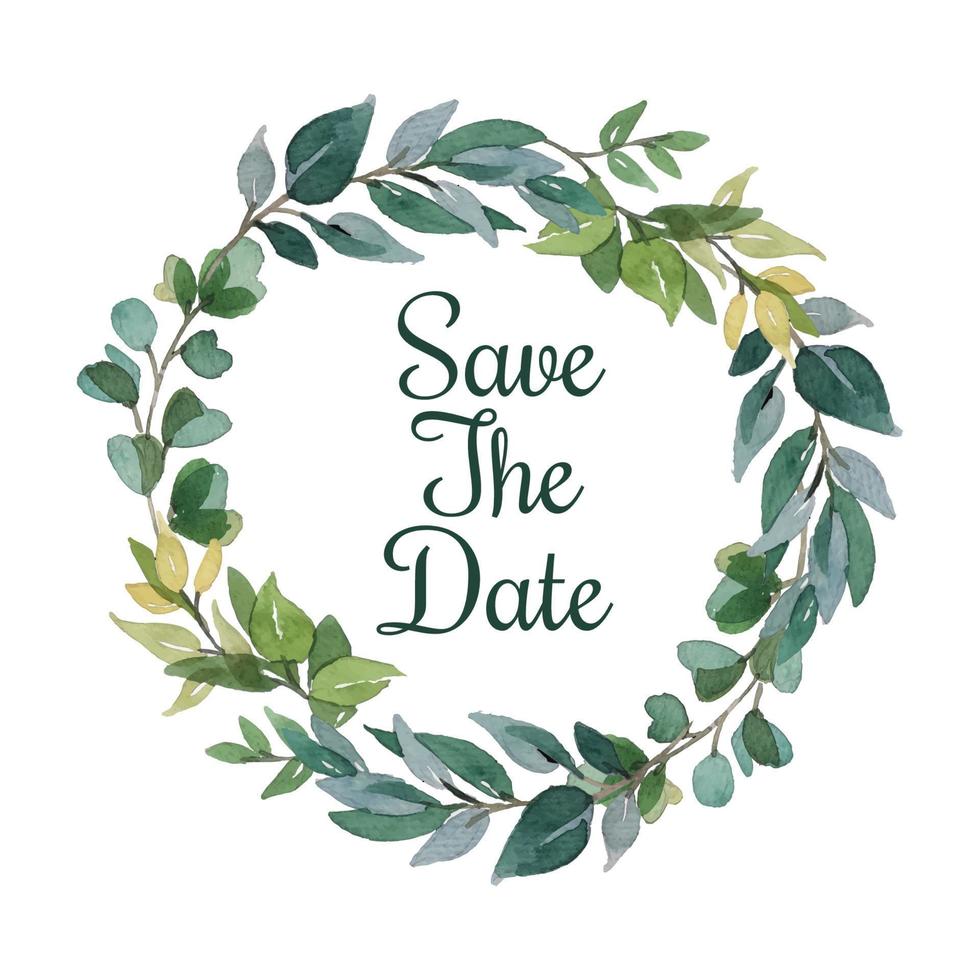 save the date wreath branch watercolor vector