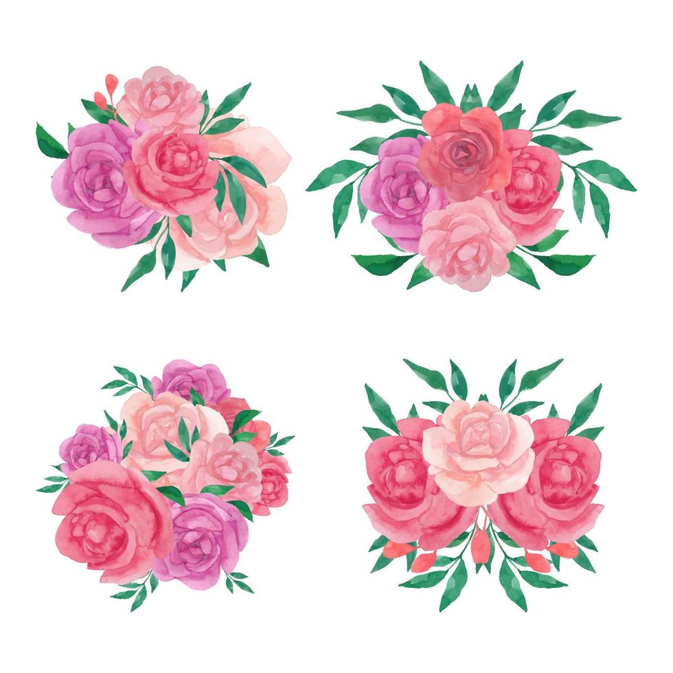 flower bouquet watercolor hand painted vector