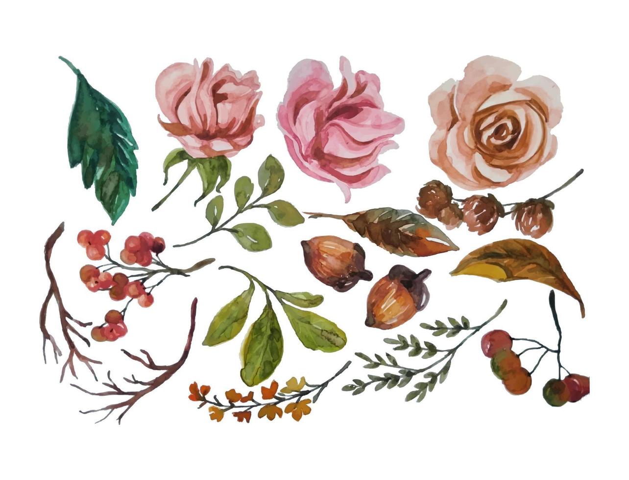 fall seasoning element watercolor vector