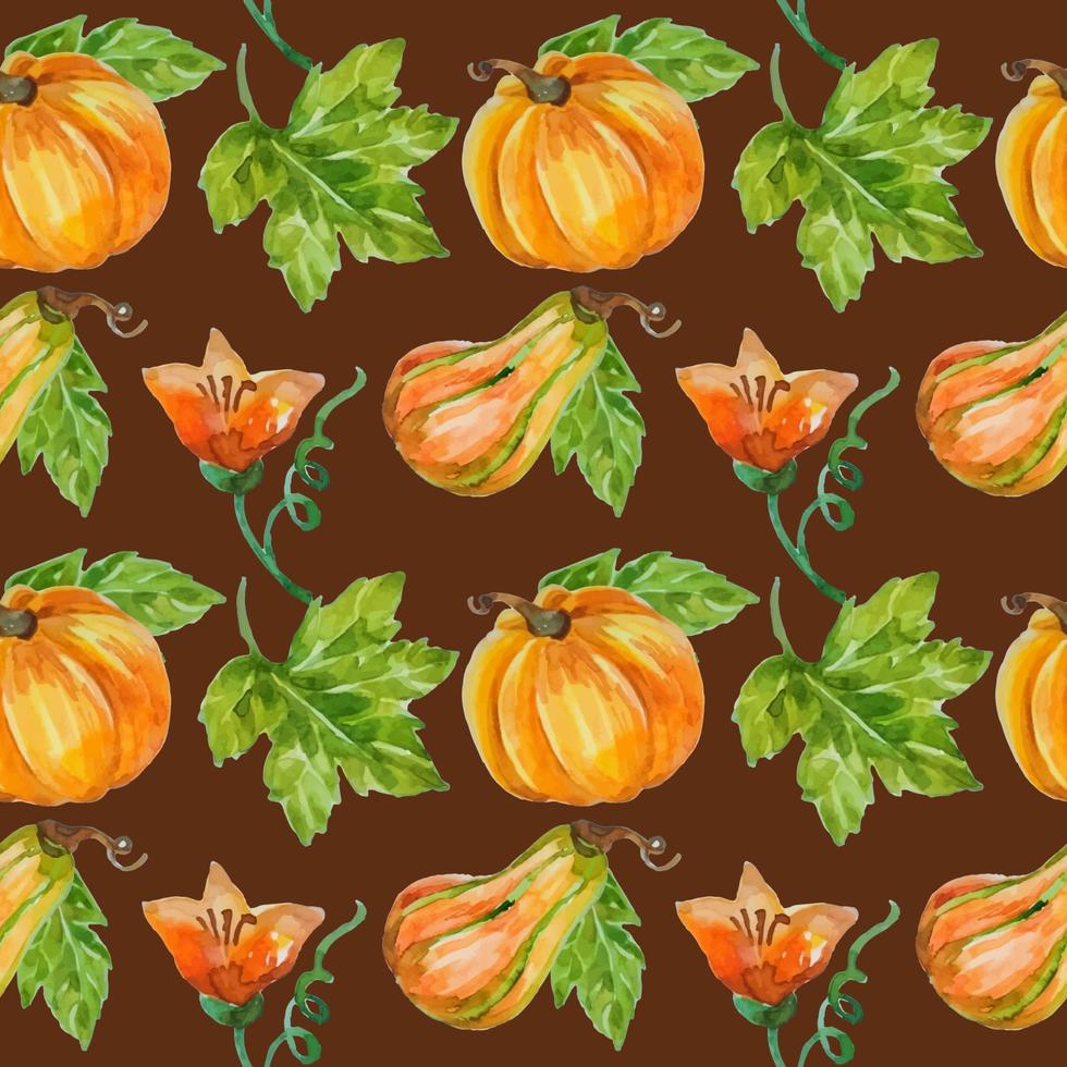 pumpkin seamless pattern watercolor vector