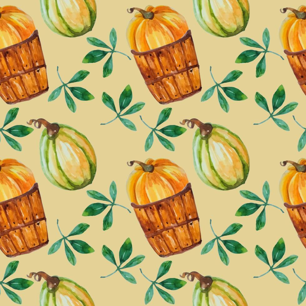 pumpkin seamless pattern watercolor vector