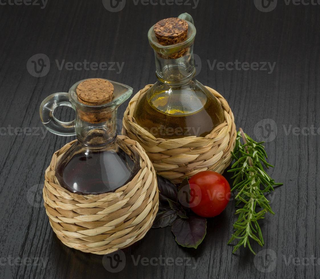 Oil, vinegar with rosemary photo