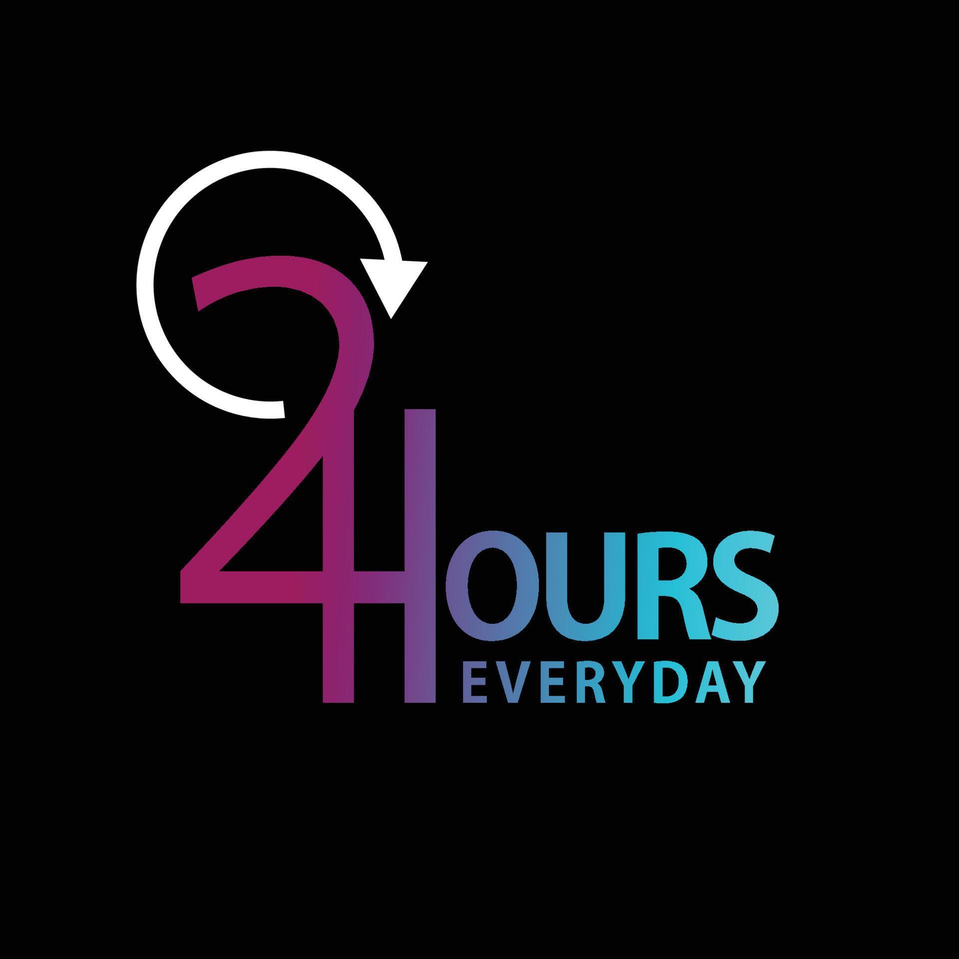 24 hours icon. 24 hours work icon. 24 hours 7 day.Full time vector design. 10866410 Vector Art