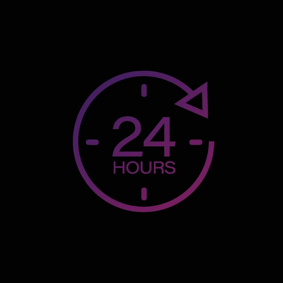 24 hours icon. 24 hours work icon. 24 hours 7 day.Full time vector design. 10866530 Vector Art