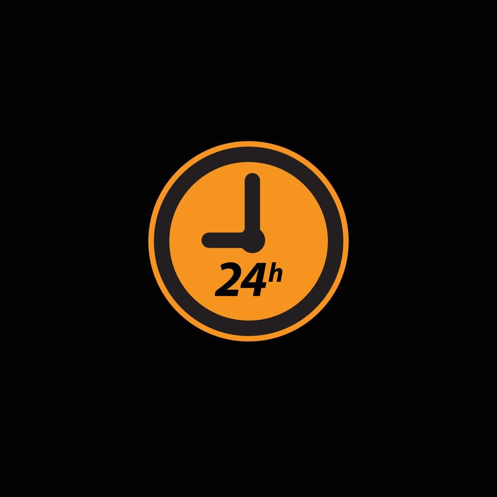 icono de 24 horas. Icono de trabajo de 24 horas. 24 horas 7 días. Diseño vectorial a tiempo completo. vector