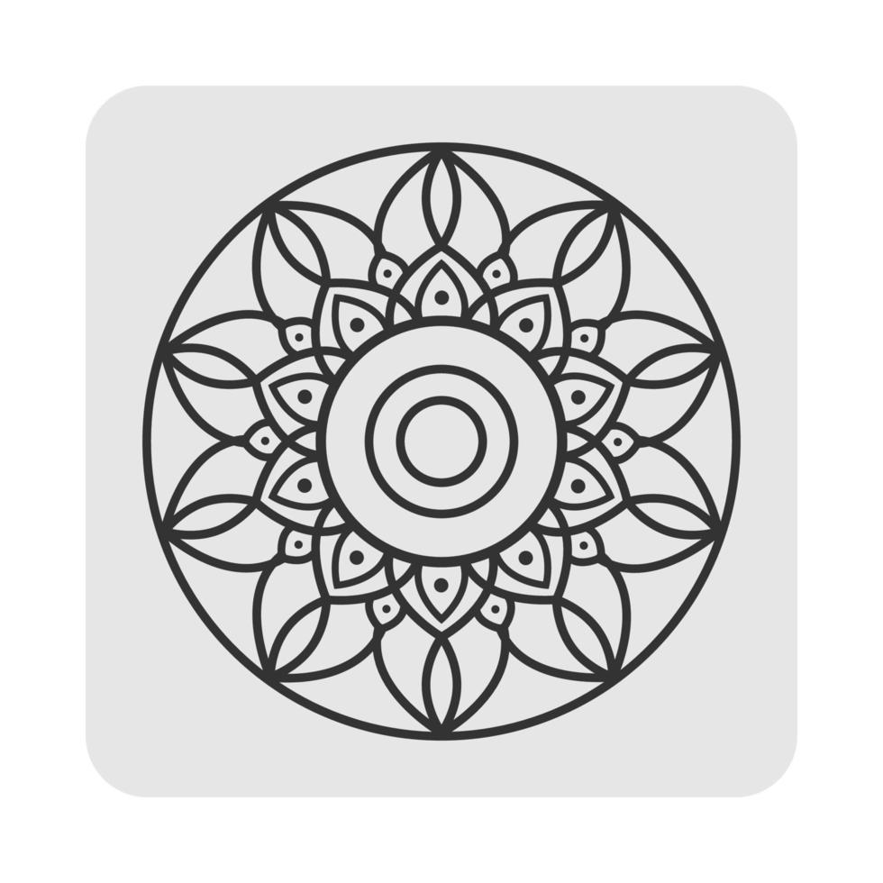 Circular flower mandala pattern for Henna, Mehndi, tattoo, decoration. Decorative ornament in ethnic oriental style. Outline doodle hand draw vector illustration.