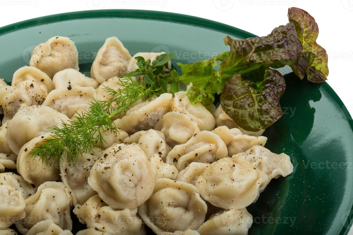 Russian dumplings on the plate close up view photo