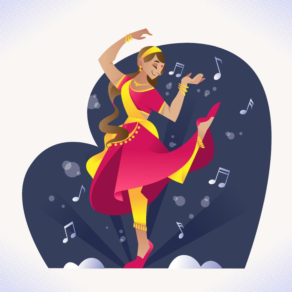 India Dancer Do A Dance Performance vector