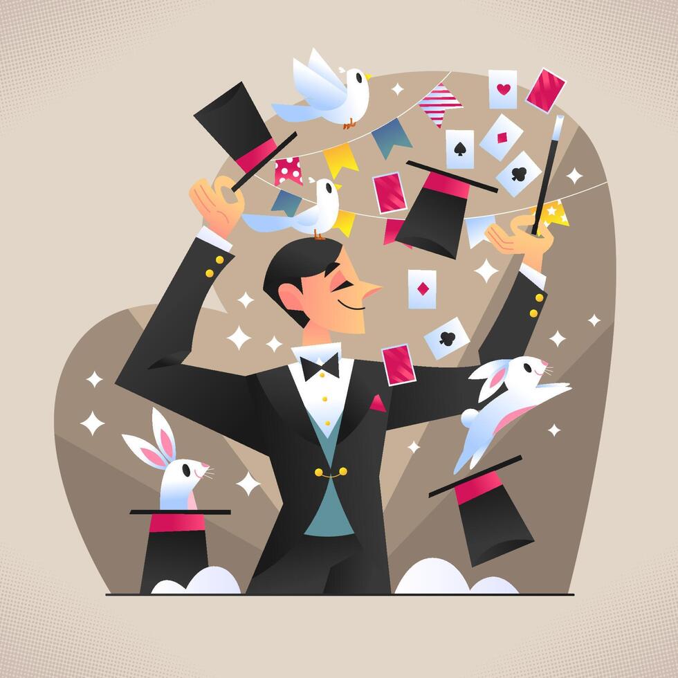 A Magician Do A Magic Tricks vector