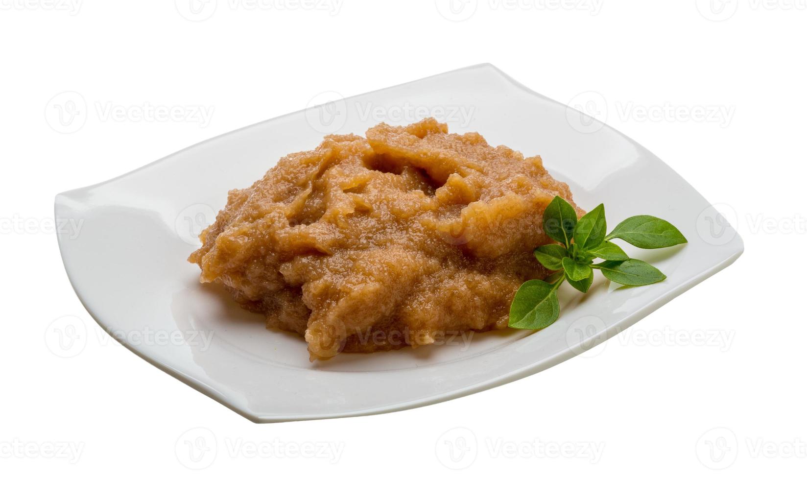 Pollock roe on the plate and white background photo