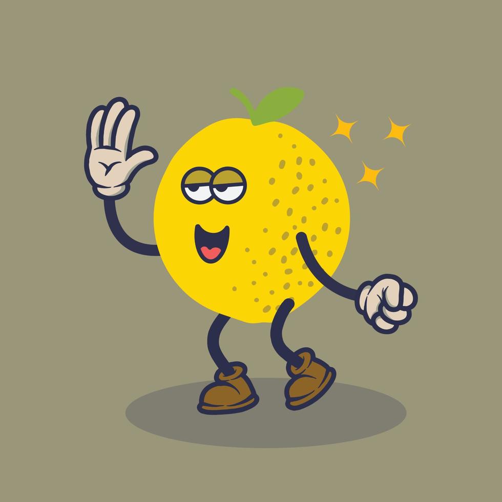 Bored Lemonade with happy face expression and high five hand. vector