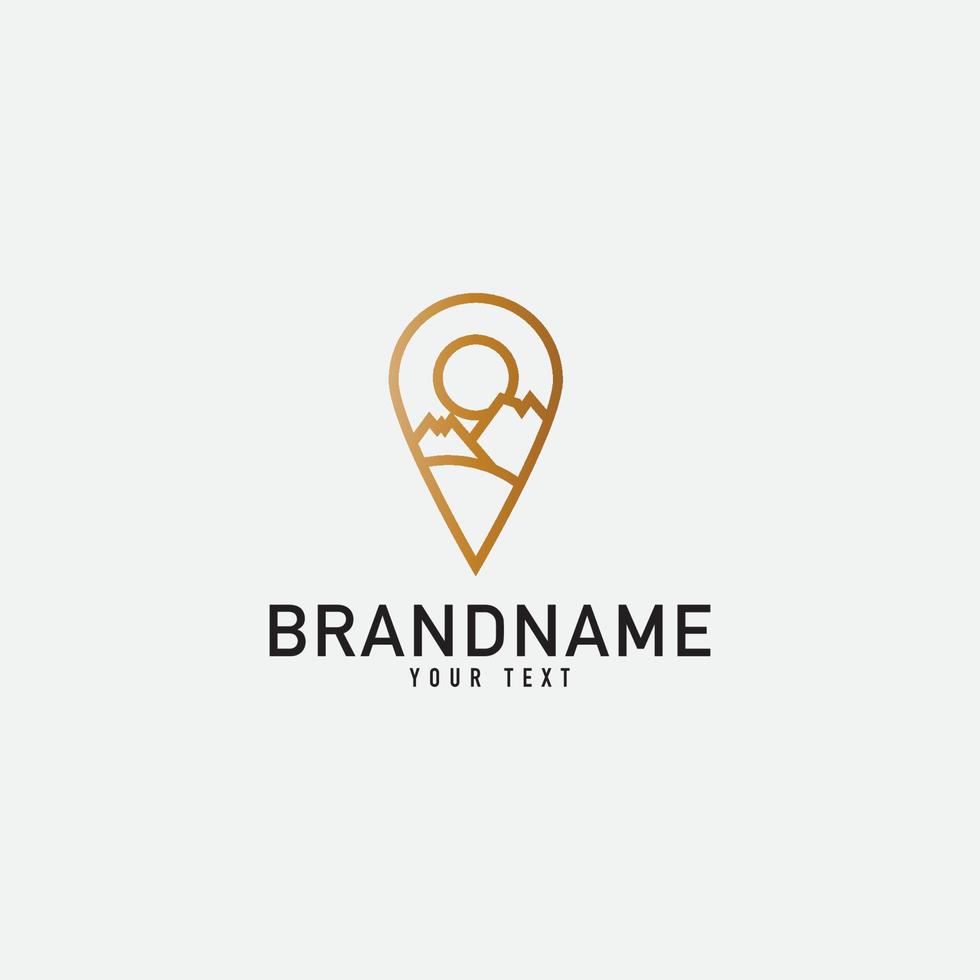 Pin Coffee and Landscape Logo. Minimalist Vector Logo Design Template Element