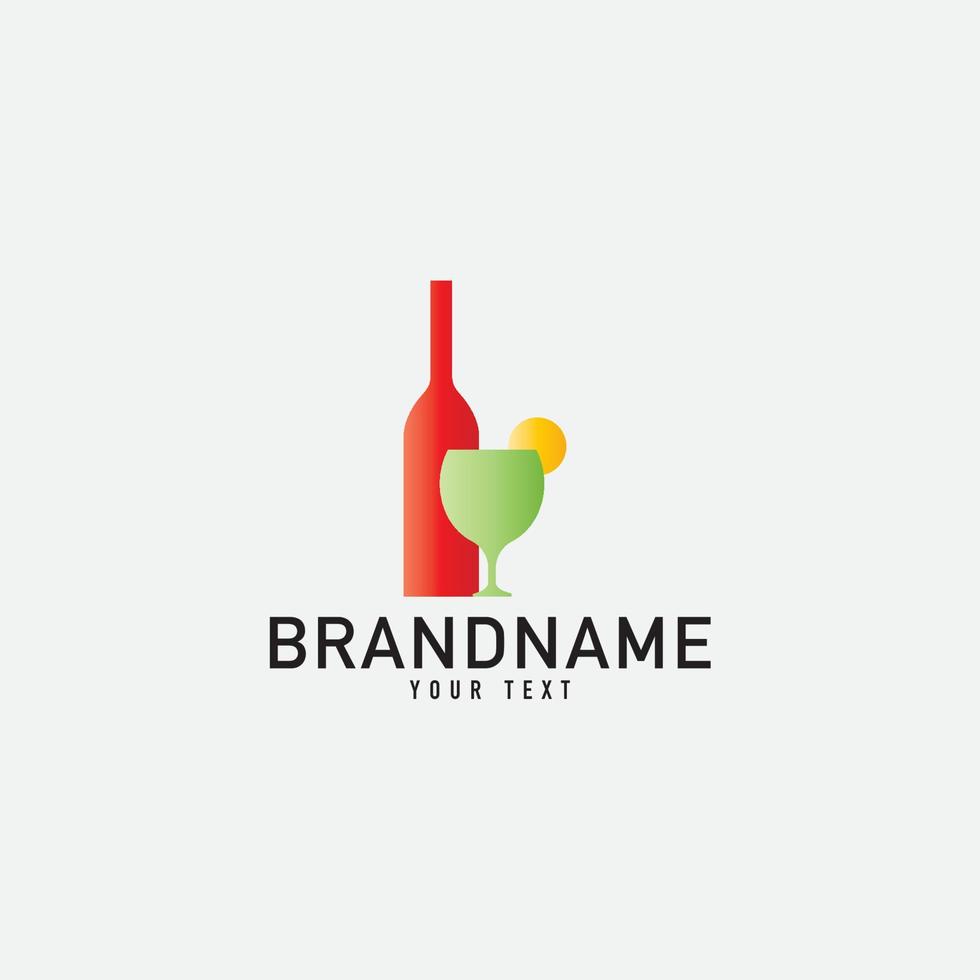 Bottle Bar and Juice Love Logo. Minimalist Vector Logo Design Template Element