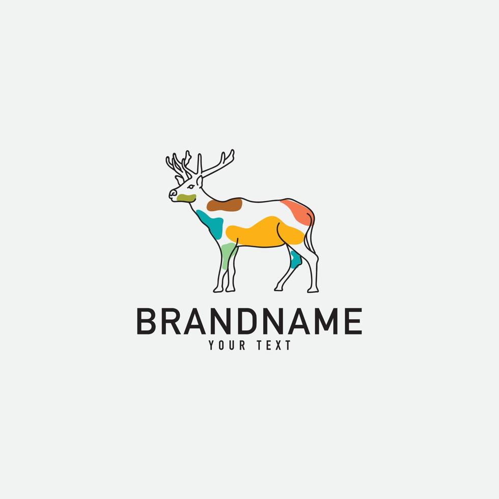 Animals Elephant, deer, cloud, and love logo. Minimalist Vector Logo Design Template Element