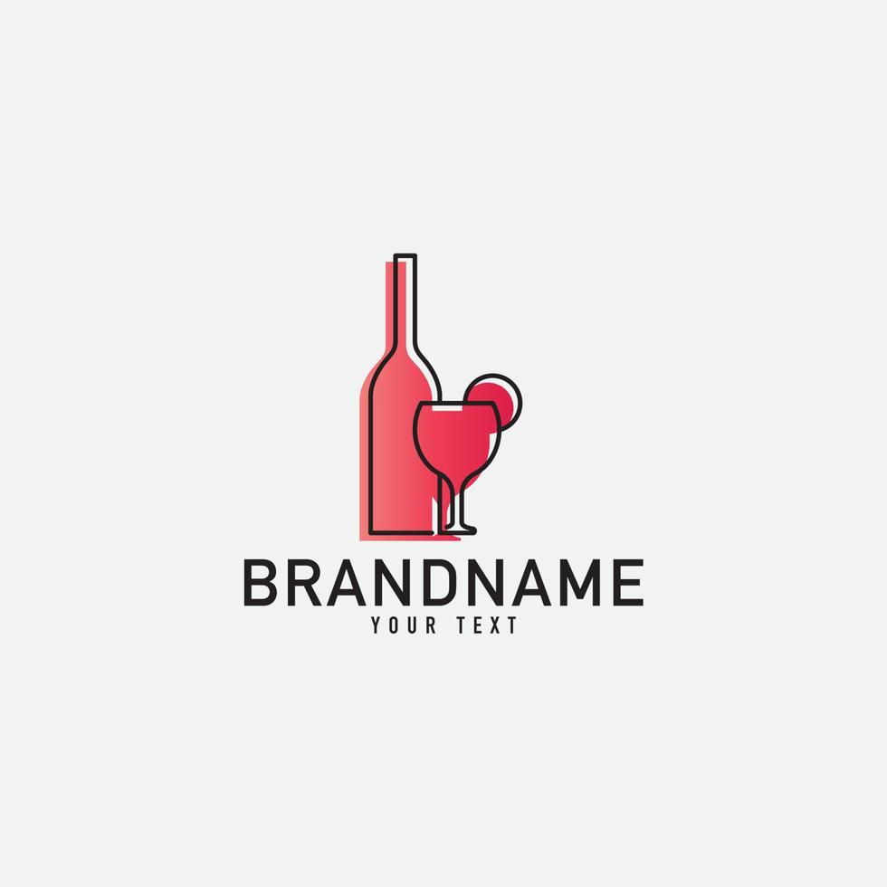 Bottle Bar and Juice Love Logo. Minimalist Vector Logo Design Template Element
