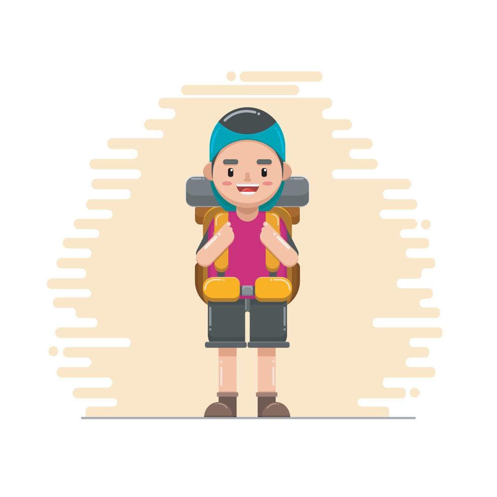 cute adventure character with flat design style, vector design